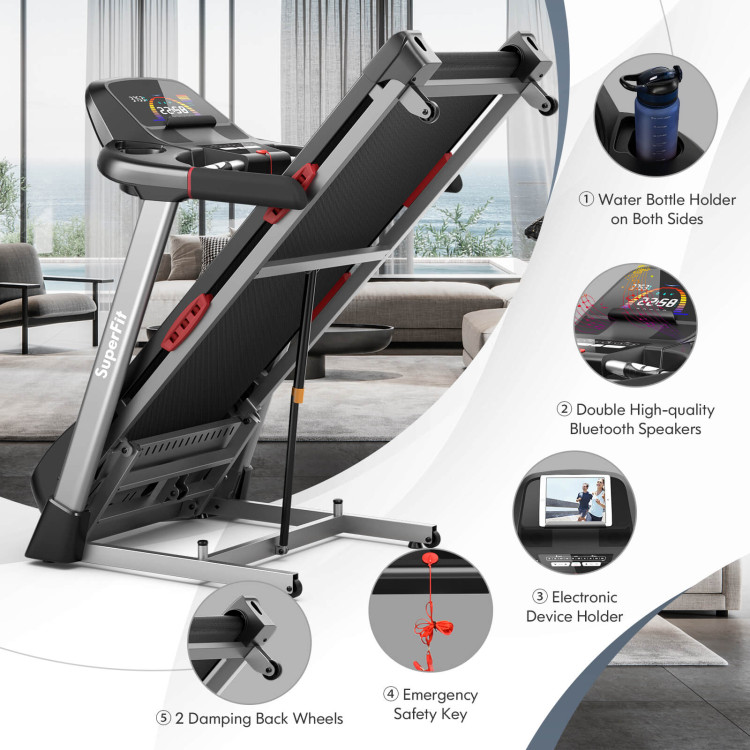 4.75 HP Folding Treadmill with Auto Incline and 20 Preset Programs-BlackCostway Gallery View 7 of 12